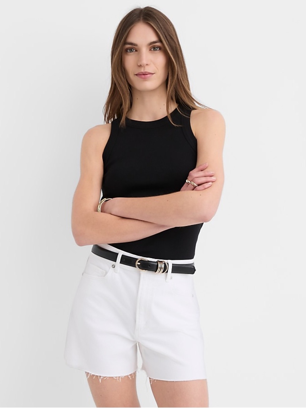 LOFT Black Ribbed High-Neck Tank